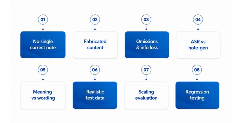 Key Challenges in AI Medical Scribe QA and Evaluation